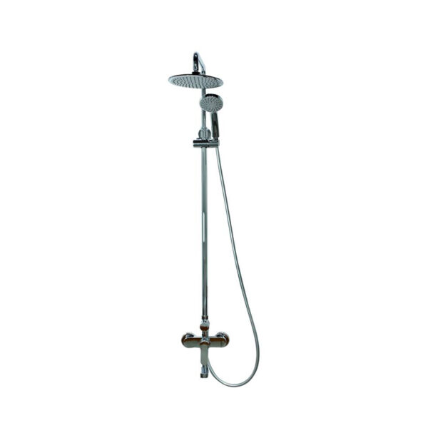 Brass Body Zinc Handle Kerox 35mm Ceramic Cartridge Neoperl Aerator 2-function Rotatory Diverter 90° revolving Spout with Diverter Ø200mm Shower Head (ABS) 1-function Hand Shower (ABS) Φ25mm Adjustable Bar (Brass) Finish: Chrome Flow Rate: Spout: 20L/min @ 0.3 MPa Shower: 12L/min @ 0.3 MPa